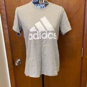 Adidas Heather Gray Tee with White Logo size large
